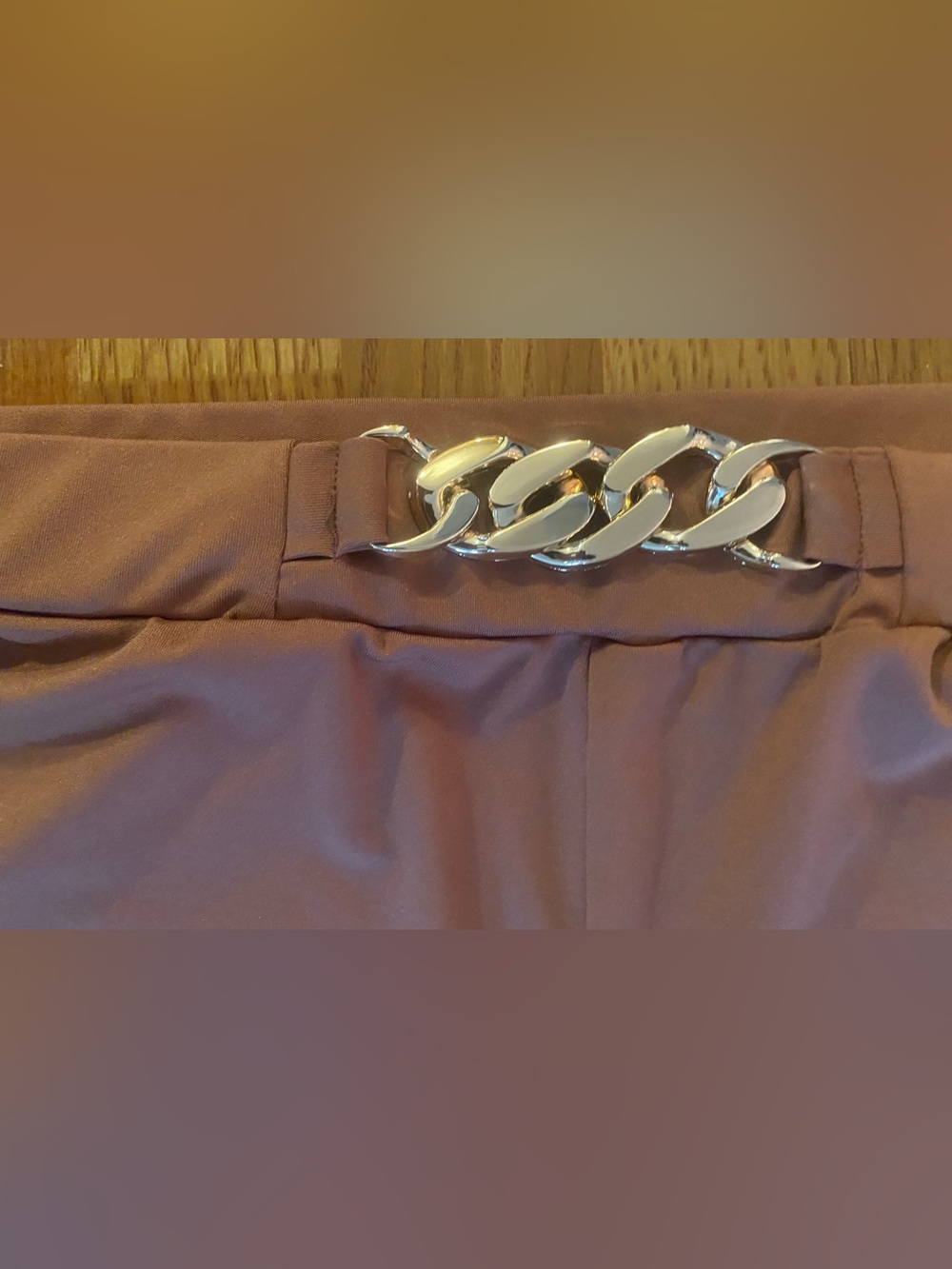 🤎 NWT Plus Size Chocolate Brown Wide Leg Pants with Gold Chain Accent - 2XL 🤎 - Picture 9 of 10